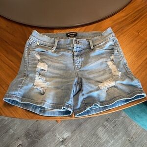 Bebe Distressed Blue Jeans Shorts Size 25